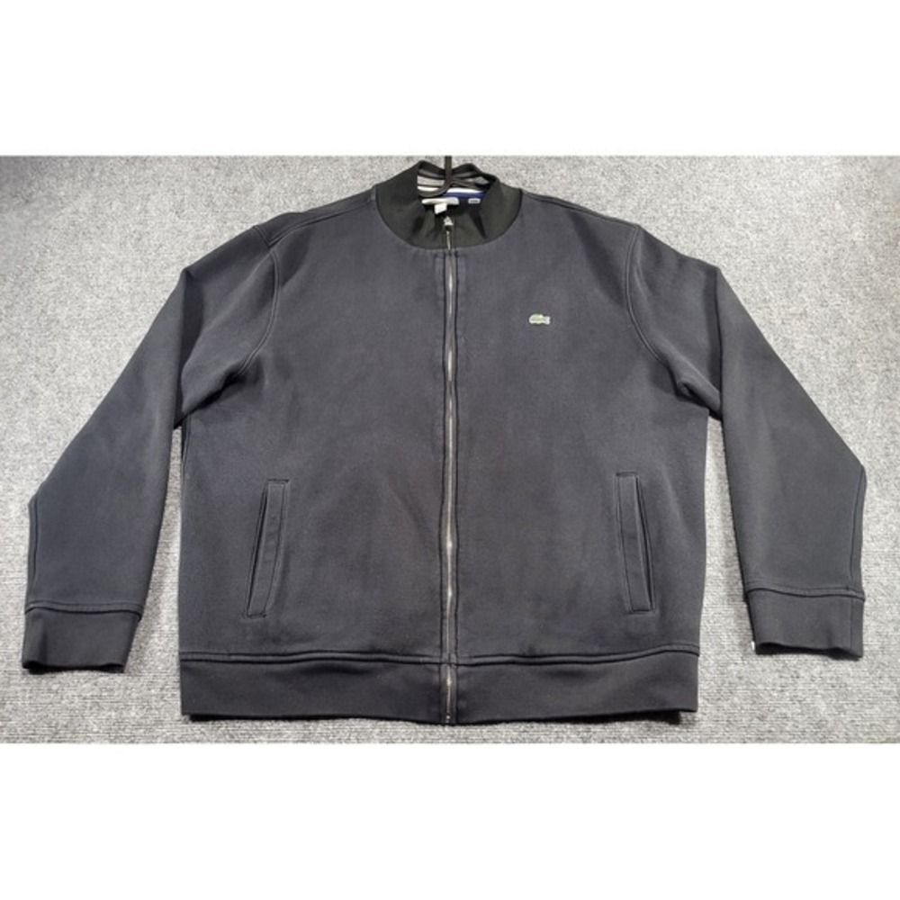 Lacoste Hoodie Sweatshirt Mens 2XL Black Full Zip Fleece Classic Fit Croc Logo